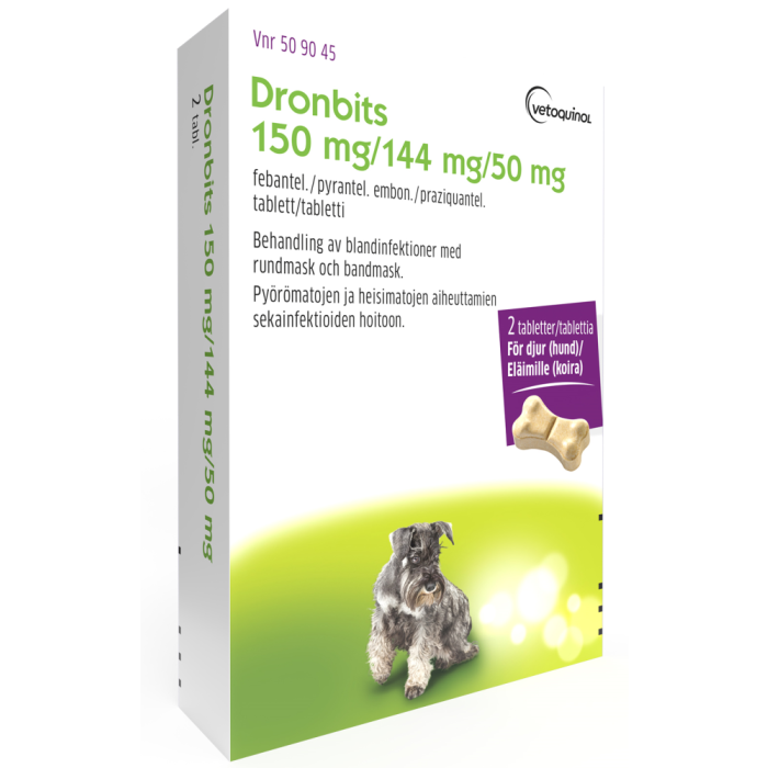 DRONBITS 150 mg / 144 mg / 50 mg vet tabl 2 fol bild 2