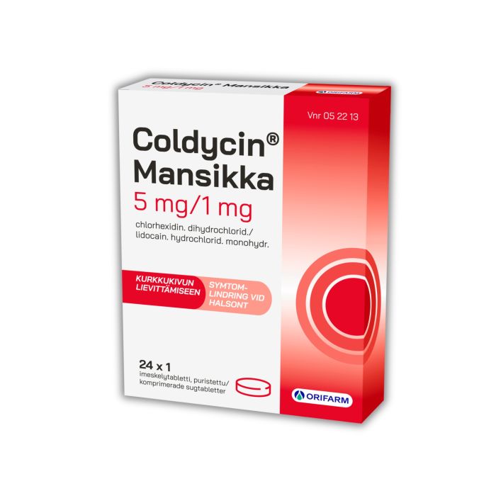 COLDYCIN MANSIKKA imeskelytabletti, puristettu 5/1 mg 24 fol bild 2