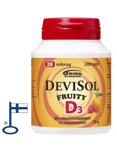 DEVISOL FRUITY 20 MIKROG IMESKELYTABLETTI 200 kpl