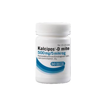 KALCIPOS-D MITE 500 mg/5 mikrog tabl, kalvopääll 60 kpl