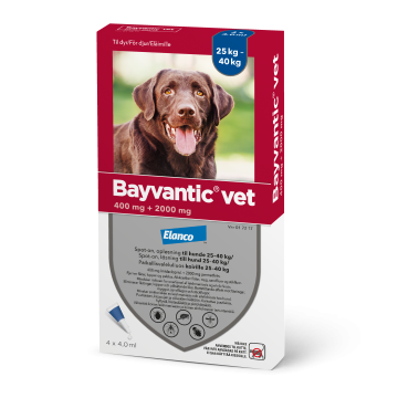 BAYVANTIC VET paikallisvaleluliuos 400/2000 mg koirille 25–40 kg 4 x 4 ml