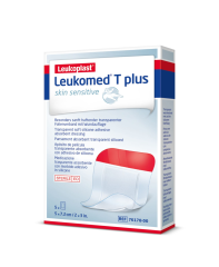 LEUKOMED T PLUS SKIN SENSITIVE 5X7,2 CM  STERIILI HAAVASIDOS, SILIKONIKIINNTYS 5 KPL