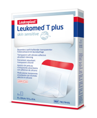 LEUKOMED T PLUS SKIN SENSITIVE 8X10 CM  STERIILI HAAVASIDOS, SILIKONIKIINNTYS 5 KPL